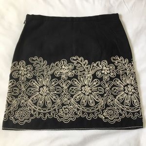 Max Studio Black Embroidered Mini Skirt